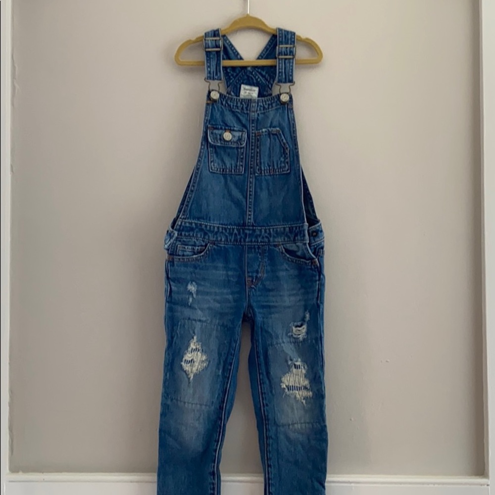 Distressed Gap Kids XS denim overalls